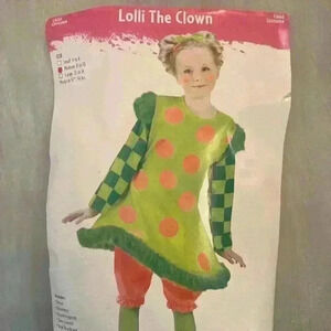 Lolli the Clown Costume Little Girl Size 8-10 Size Medium Halloween Fun Clown
